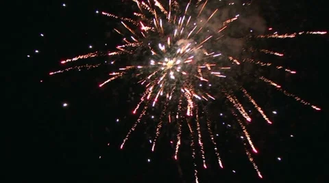 Colorful fireworks on the black sky background with sound 3 Stock Footage
