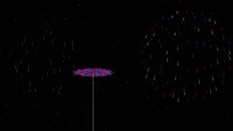 Colorful Fireworks Bursts Exploding on Black Background Vídeo Stock 344764375