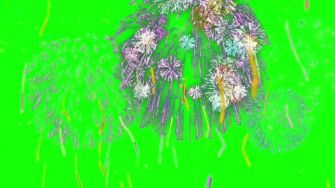Colorful fireworks display exploding on green screen background for easy Vídeos de archivo 347761742