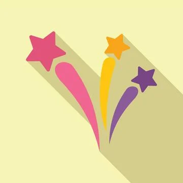 Colorful fireworks display exploding with long shadow Stock Illustration