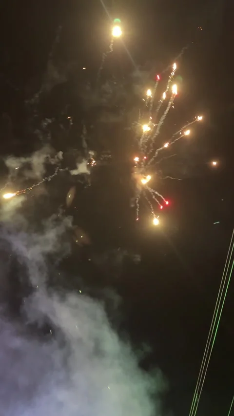 Colorful Fireworks Display Exploding in the Night Sky Stock Footage 331476126