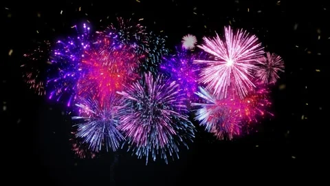 Colorful fireworks display exploding in the night sky for celebration and Video stock 341907828
