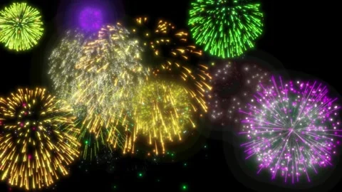 Colorful fireworks display exploding in the night sky for holiday celebration Video stock 341908006