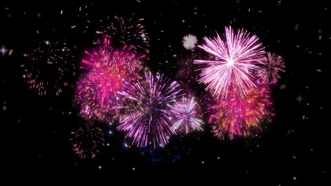 Colorful fireworks display exploding in the night sky for celebration and Video stock 345016972