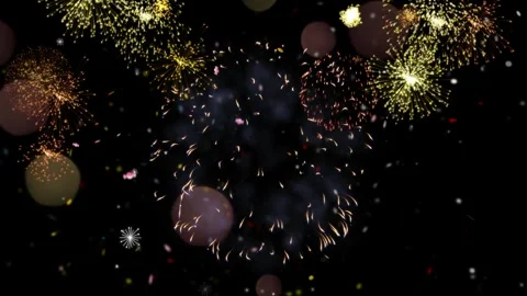 Colorful fireworks display exploding in night sky during celebration event 库存影片 347182566