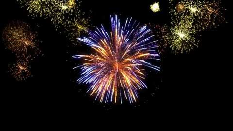 Colorful fireworks display exploding over dark night sky for celebration event 스톡 동영상 347115474