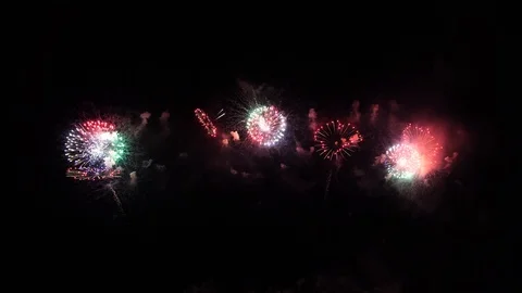 Colorful fireworks display night background Видео 111907342