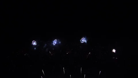 Colorful fireworks display night background Stock Footage 112995039