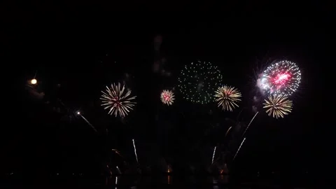 Colorful fireworks display night background. New Year Firework 4k resolution. Stock Footage 147132017