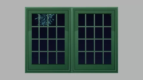 Colorful Fireworks Display Viewed Through a Dark Green Window Frame Stock Footage 345197616