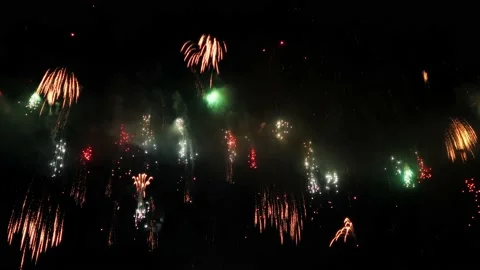 Colorful fireworks. elements of a fireworks display. 4K slow motion clip of Stock Footage 206973685