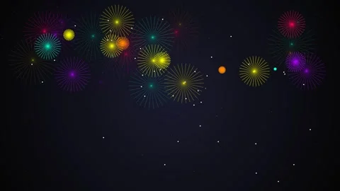 Colorful fireworks explode across the dark night sky 動画素材 345948070
