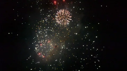 Colorful fireworks that explode and fill the darkness of the night sky with Video stock 119409062