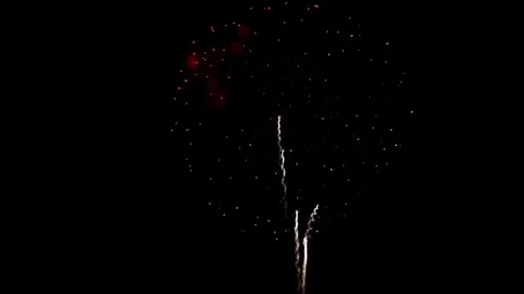 Colorful fireworks explode with red and gold light bursts Stock Footage 329673847