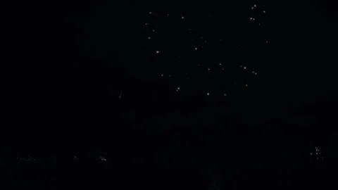 Colorful fireworks exploding above the lake water Video stock 249899595