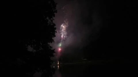 Colorful fireworks exploding and illuminating the night sky Stock-Footage 301976705