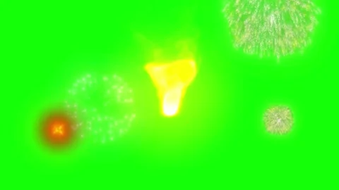 Colorful fireworks exploding brightly against green screen background for Stock-Footage 340940813