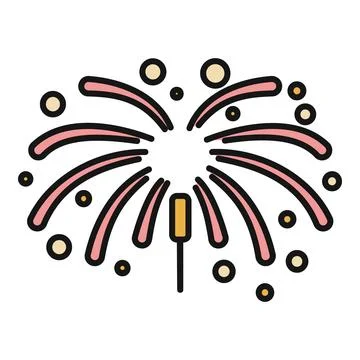 Colorful fireworks exploding celebration icon symbol Stock Illustration