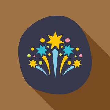 Colorful fireworks exploding celebration party night flat design Stock Illustration
