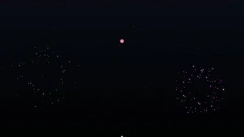 Colorful fireworks exploding in the dark night sky during a festive celebration Stockbeeldmateriaal 346204567