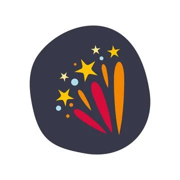 Colorful fireworks exploding during a festive celebration icon Stock Illustration
