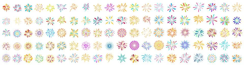 Colorful fireworks exploding in festive celebration display Stock Illustration