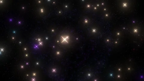 Colorful fireworks exploding with glowing snowflake overlays on a black Video stock 346138762