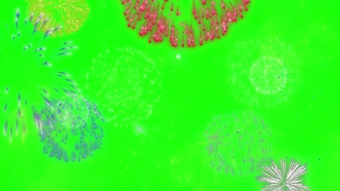 Colorful fireworks exploding on green screen background Stock Footage 336940923