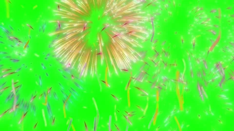 Colorful fireworks exploding on green screen background Stock Footage 338235208