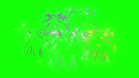 Colorful fireworks exploding on green screen. Pyrotechnic display isolated for Stock Footage 339992361