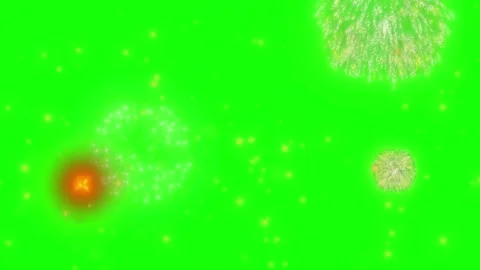 Colorful fireworks exploding on green screen. Festive pyrotechnic display on Vidéo 340943525