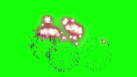 Colorful fireworks exploding on green screen. Festive pyrotechnic display for Video stock 340944018
