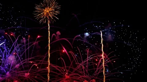 Colorful fireworks exploding in the night sky. Celebrations and events in bri 스톡 동영상 86204315