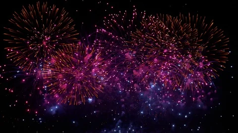 Colorful fireworks exploding in the night sky. Celebrations and events in bri 스톡 동영상 87875073