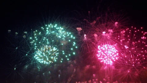 Colorful fireworks exploding in the night sky. Celebrations and events in bri 動画素材 96509612