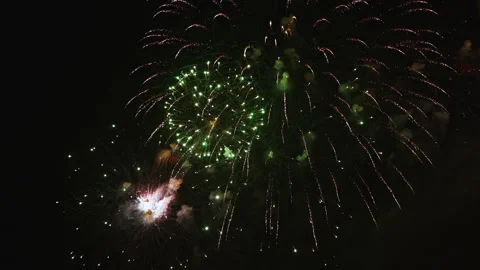 Colorful Fireworks Exploding in the Night Sky. Stock Footage 302535382