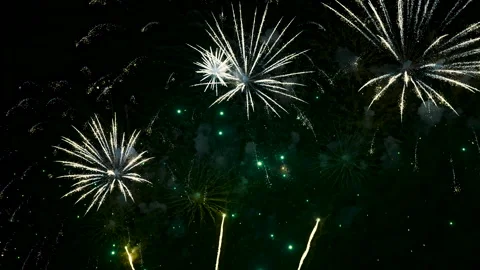 Colorful Fireworks Exploding in the Night Sky. Glowing Fireworks Show. Opening Stock Footage 319059712