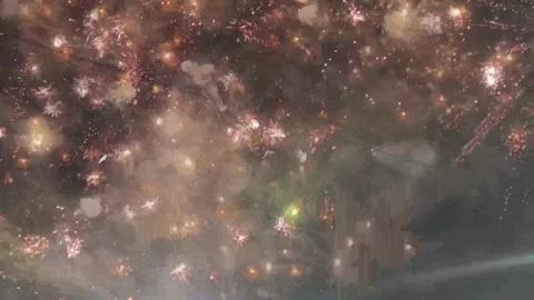 Colorful Fireworks Exploding in Night Sky During Diwali Celebration Festival Stock Footage 320317970