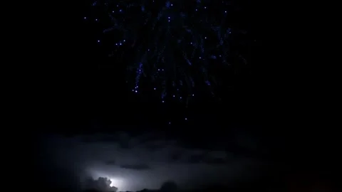 Colorful Fireworks Exploding in Night Sky Celebratory Display Stock Footage 325335157