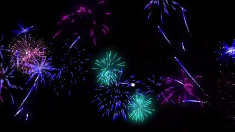 Colorful Fireworks Exploding in Night Sky Stock Footage 327204858