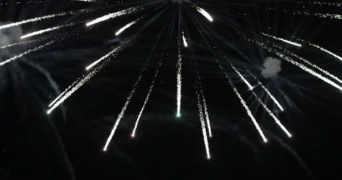 Colorful fireworks exploding in the night sky, Fireworks display, Anniversary Stock Footage 334078623