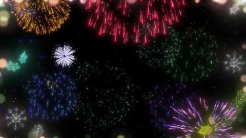 Colorful Fireworks Exploding in Night Sky with Vibrant Trails and Sparkles Video stock 337527261