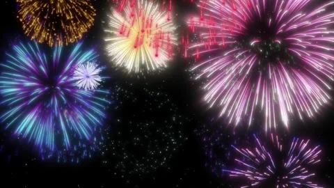 Colorful Fireworks Exploding in the Night Sky Creating a Vibrant and Festive Stock-Footage 338369048