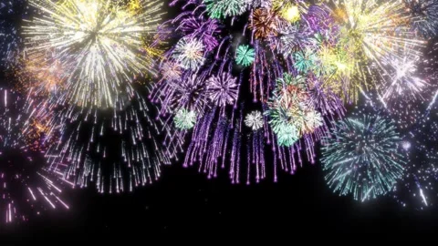 Colorful Fireworks Exploding in the Night Sky Creating a Vibrant and Festive Video stock 338370497