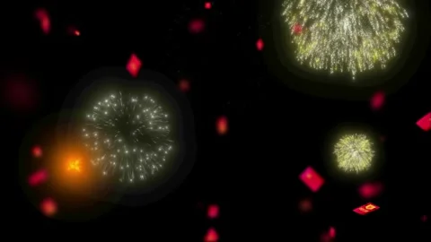Colorful fireworks exploding in night sky Stock-Footage 340613427