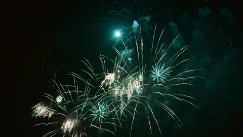 Colorful Fireworks Exploding in the Night Sky. Stockbeeldmateriaal 340775382
