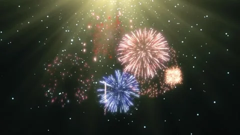 Colorful fireworks exploding in the night sky. Festive pyrotechnic display for Video stock 340942718