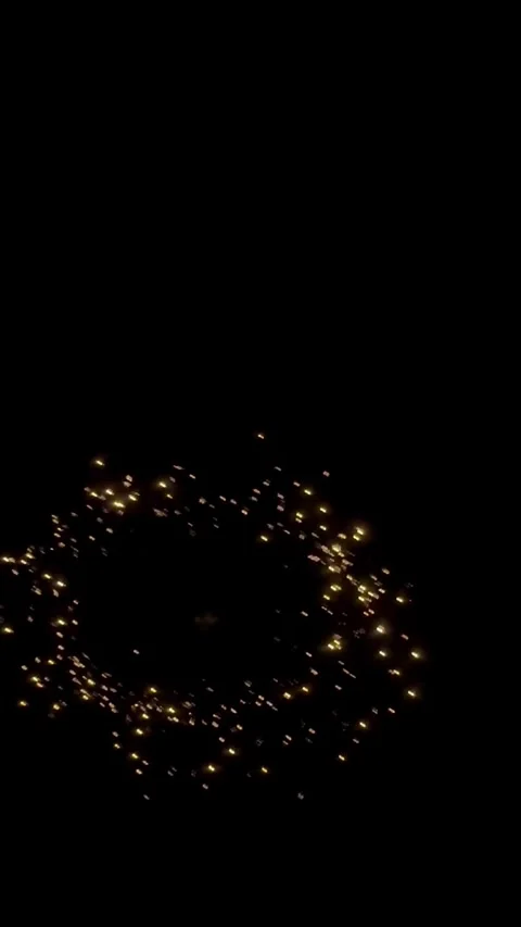 Colorful Fireworks Exploding in Night Sky Stockbeeldmateriaal 347474461