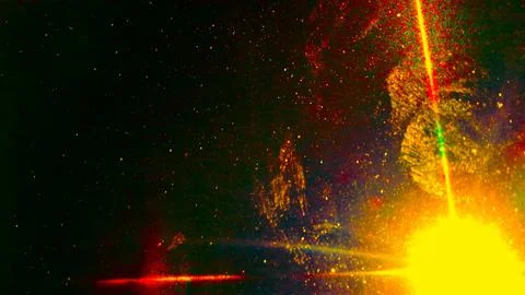 Colorful fireworks exploding in night sky celebration. Vibrant pyrotechnic Stock Photos