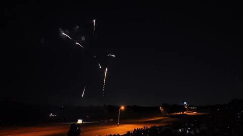 Colorful fireworks exploding over a crowd at night 動画素材 340938904